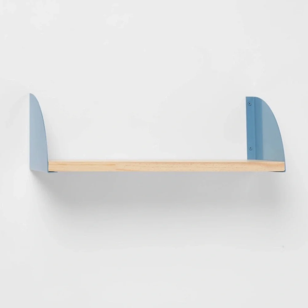 Wood Kids' Shelf with Metal Brackets Blue - Pillowfort™